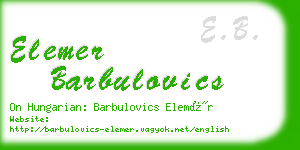 elemer barbulovics business card